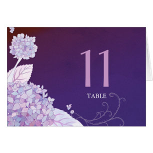 Garden Hydrangeas Plum Wedding Tischnummer Card