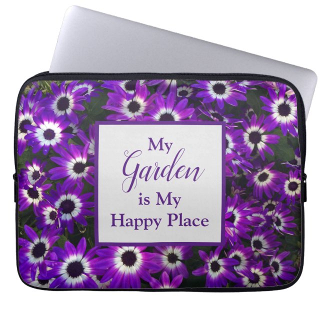 Garden ist My Happy Place Lila Blume Laptopschutzhülle (Vorderseite)