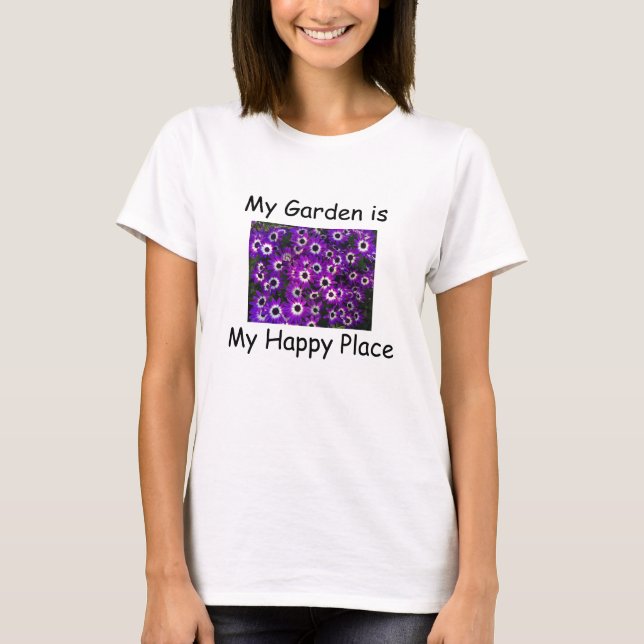 Garden ist My Happy Place Lila Blume T-Shirt (Vorderseite)