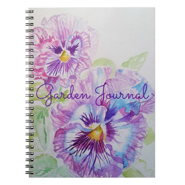Garden Journal Pansy Floral Watercolor Notebook Notizblock (Vorderseite)