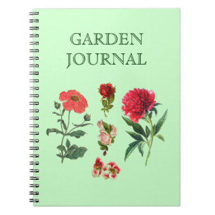Garden Journal Peony Rose Blume Botanisches Tagebu Notizblock