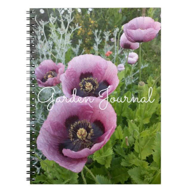 Garden Journal Poppy Floral Pink Lila Notebook Notizblock (Vorderseite)