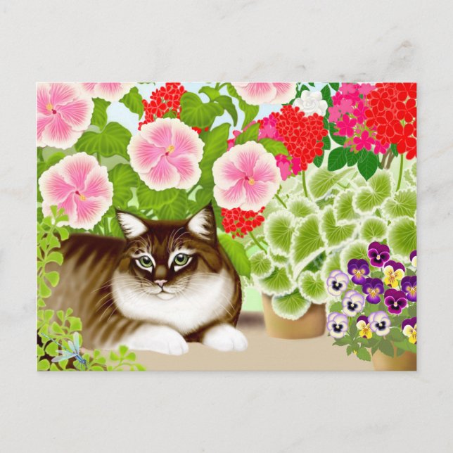 Garden Jungle Tiger Cat Postcard Postkarte (Vorderseite)