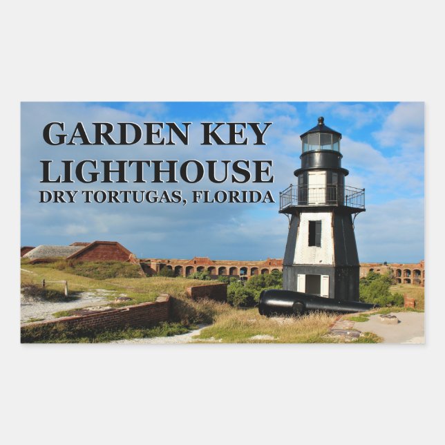 Garden Key Lighthouse, Dry Tortugas Florida Rechteckiger Aufkleber (Vorderseite)