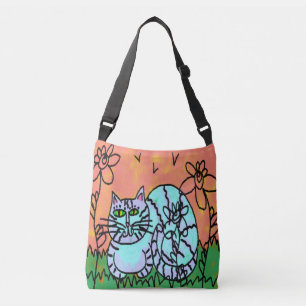 Garden Kitty Abstrakt Cat Art Traumtasche Tragetaschen Mit Langen Trägern