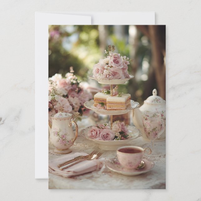 Garden Lace Afternoon Tea | Elegant Tea Einladung (Vorderseite)