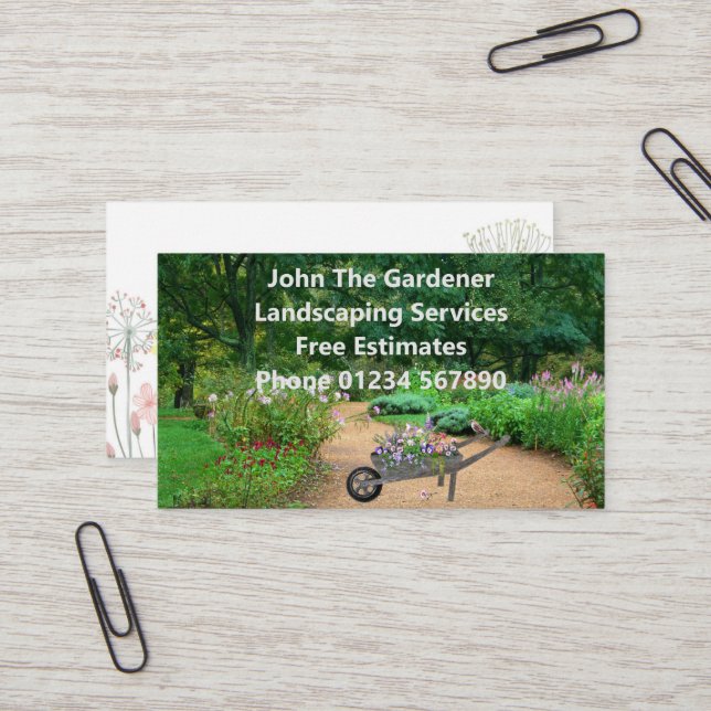 Garden Landscaping Business Card Visitenkarte (Vorderseite/Rückseite Beispiel)