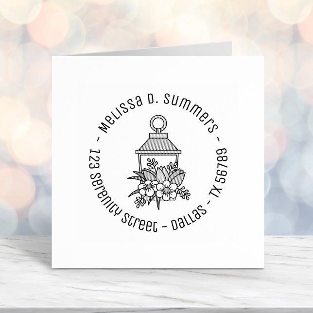 Garden Lantern Blume Round Address 4 Permastempel (Von Creator hochgeladen)