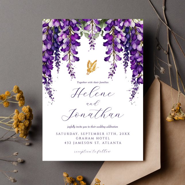Garden Lavender Watercolor Frische Pasta machen Einladung (Garden Lavender Watercolor Floral Elegant Wedding Invitation)