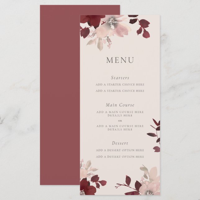 Garden Liebe Menu Card Menükarte (Vorne/Hinten)