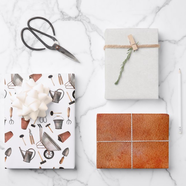 Garden Life Garening Tools SilTer Packpapier Geschenkpapier Set (Vorderseite)