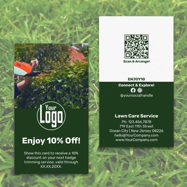 Garden Maintenance Service Genießen Sie 10% Ermäßi Rabattkarte (Garden Maintenance Service Enjoy 10% Off! Discount Card, Green & White)