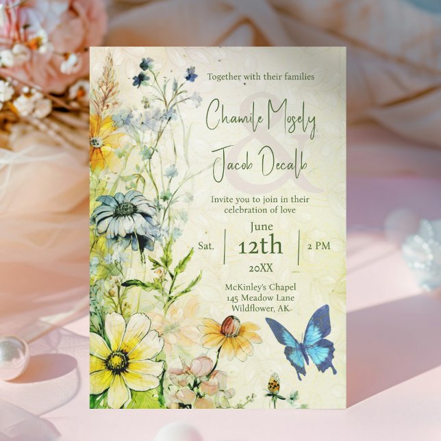 Garden Meadow Boho Wildblume Wedding Einladung (Von Creator hochgeladen)