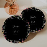Garden Multicolor Wildblume Hochzeit Pappteller<br><div class="desc">Dieser bunte Wildblume-Hochzeitskuchen-Papierteller eignet sich hervorragend für einen modernen Hochzeitsempfang. Das Design umfasst eine bunte Auswahl an rosa,  rot,  lila,  gelb,  weiß,  violett,  rot,  bordeauxfarbenen Blume in schwarzem Hintergrund. Machen Sie es sich selbst,  indem Sie die Namen der Braut und Bräutigam und Hochzeitstag.</div>