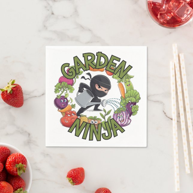 Garden Ninja Design - Spaß Gartenarbeit Grafik Serviette (Beispiel)