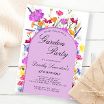Garden Party Aquarell Wildblume 30. Geburtstag Einladung<br><div class="desc">Ein lila Boho-Boho-Bogen umgibt Ihre 30. Geburtstagsdetails des Party. Farbenfrohe Wildblumen fügen eine blumengeschmückte Touch in lila, orange-gelb und rot hinzu. Classic Skript fügt eine klassische Touch hinzu, die auch weiblich ist. Der Rücken ist tief lila mit einem subtilen, Zickzack Wasserfarben-Muster. Dieses Element koordiniert die Hübsche Lila Wildblume-Auflistung. Es enthält...</div>
