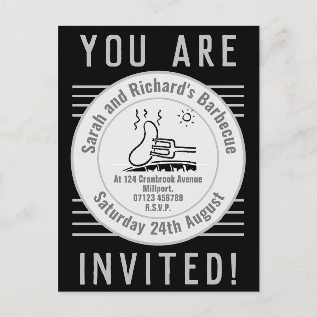 Garden Party Barbecue Einladungspostkarte (Vorderseite)