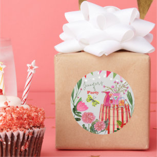 Garden Party Birthday Runder Aufkleber