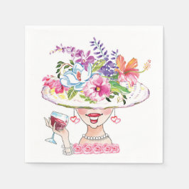 Garden Party Blume Hat Lady _Red Wine Serviette