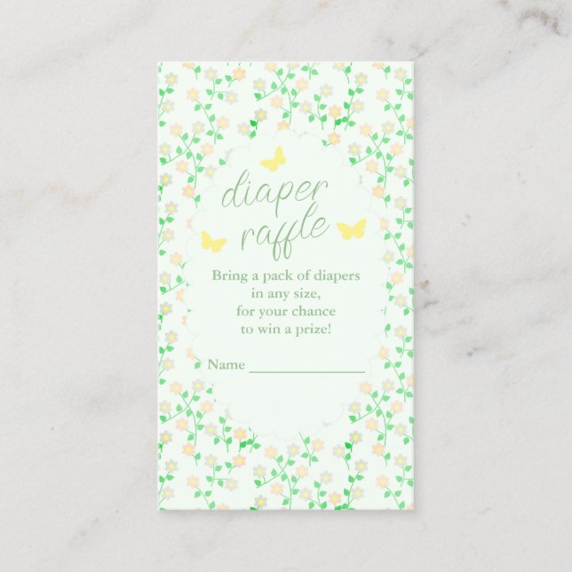 Garden Party Diaper Raffle Baby Shower Begleitkarte (Vorderseite)