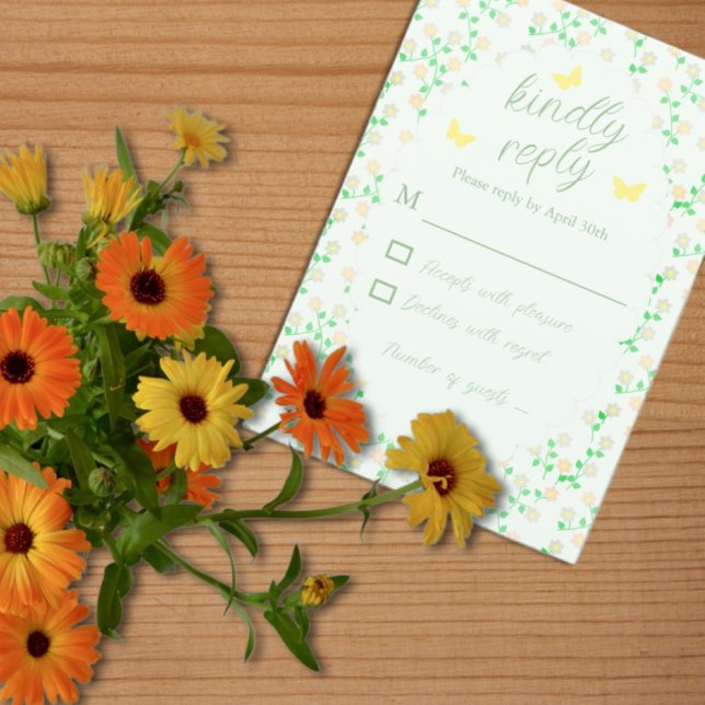 Garden Party Gender Neutral Baby Shower RSVP Karte (Von Creator hochgeladen)