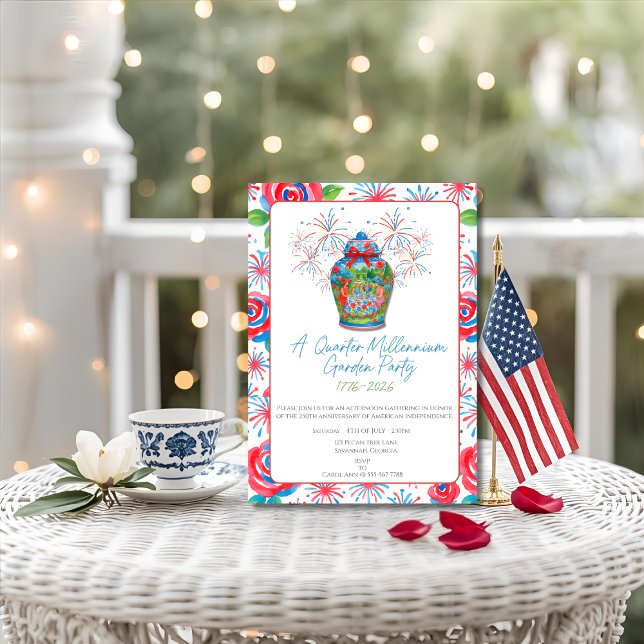 Garden Party Ginger Jar 1776 zum 250. Jubiläum Einladung (250th Anniversary Garden Party Ginger Jar 1776 Invitation)