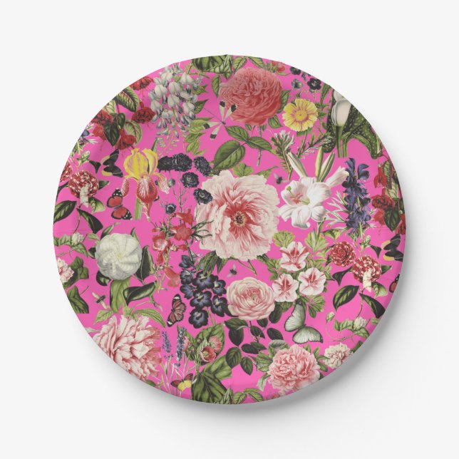 Garden Party Vintag Blumengrün Thumb Geburtstag Pappteller (Vorderseite)