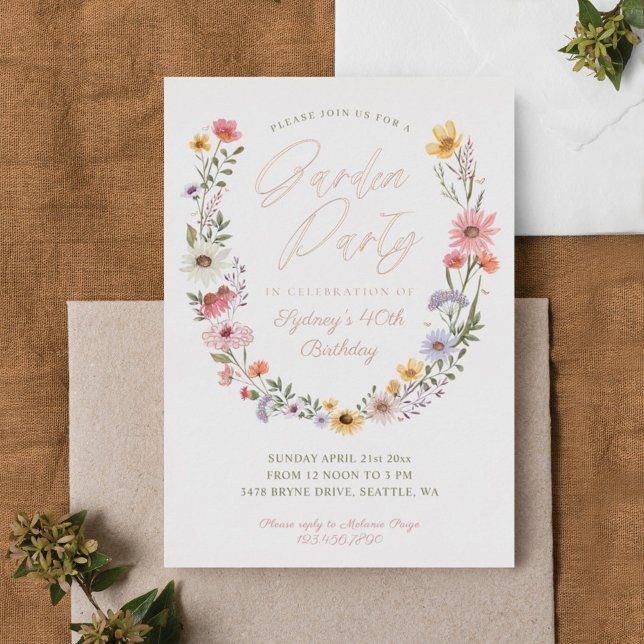 Garden Party Wasserfarbene Wildblume Florenz Gebur Folieneinladung (Von Creator hochgeladen)
