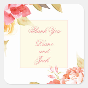 Garden Party Wedding Quadratischer Aufkleber