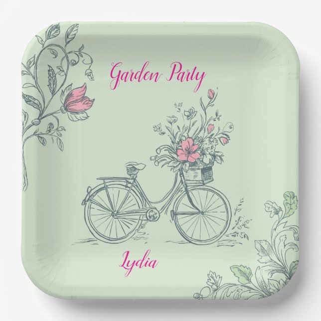 Garden Party Whimsical Floral Pappteller (Vorderseite)