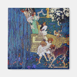 Garden Party with Dog & Cat, Jessie Willcox Smith Magnet