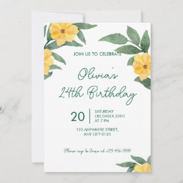 Garden Party Yellow Floral Birthday Invitation Einladung