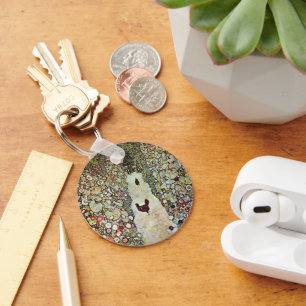 Garden Path w Chickens, Gustav Klimt, Art Nouveau Schlüsselanhänger