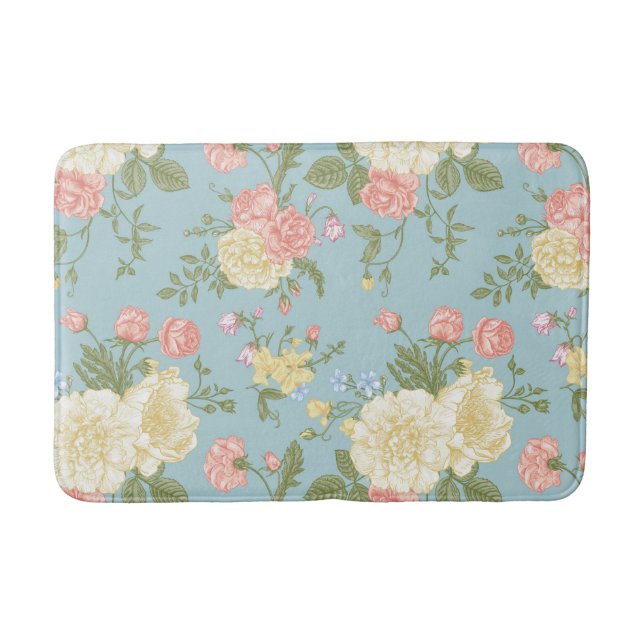 Garden Peony Floral Pattern Badematte (Vorderseite)