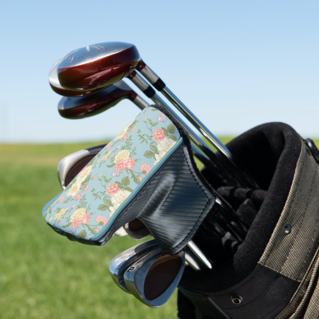 Garden Peony Floral Pattern Golf Headcover (In Situ)