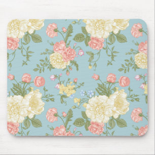 Garden Peony Floral Pattern Mousepad