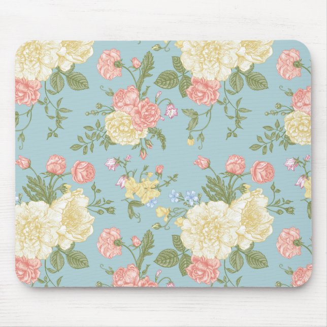 Garden Peony Floral Pattern Mousepad (Vorne)