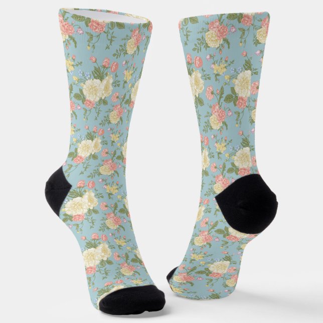 Garden Peony Floral Pattern Socken (Gewinkelt)