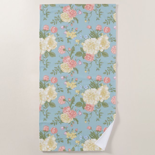 Garden Peony Floral Pattern Strandtuch (Vorderseite)