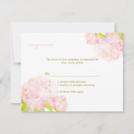 Garden Peony Pink Wedding RSVP Card Karte