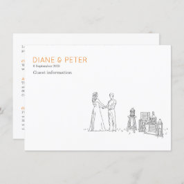 Garden Picnic Minimalistisch Black and White Weddi Begleitkarte