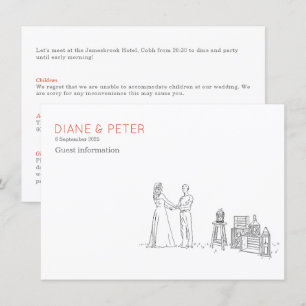 Garden Picnic Minimalistisch Black and White Weddi Begleitkarte