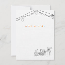 Garden Picnic Minimalistisch Black and White Weddi Dankeskarte