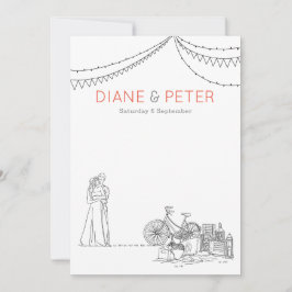 Garden Picnic Minimalistisch Black and White Weddi Einladung