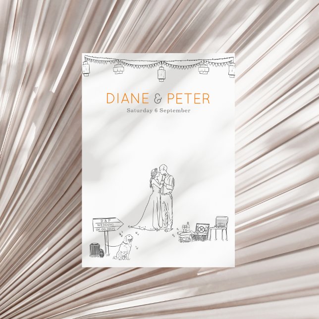 Garden Picnic Minimalistisch Black and White Weddi Einladung (Sample (front))