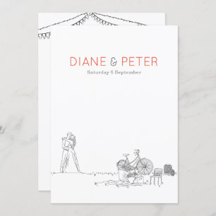 Garden Picnic Minimalistisch Black and White Weddi Einladung