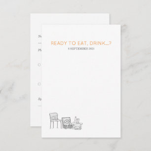 Garden Picnic Minimalistisch Black and White Weddi RSVP Karte