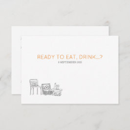 Garden Picnic Minimalistisch Black and White Weddi RSVP Karte