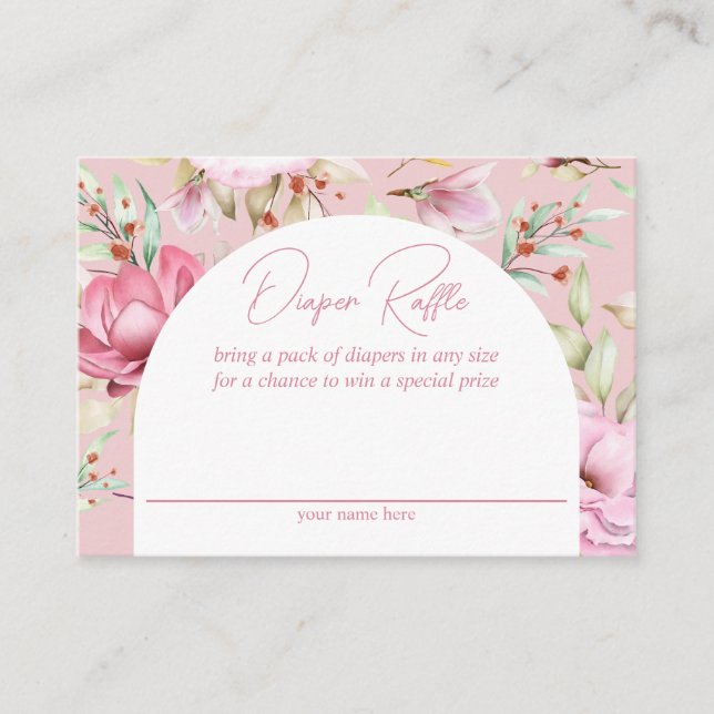 Garden Pink Floral Diaper Raffle Begleitkarte (Vorderseite)