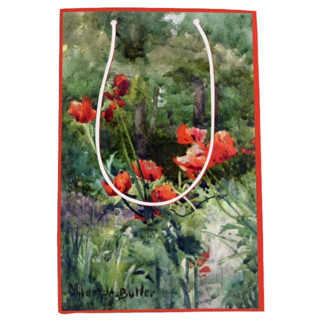 Garden Poppies (von Mildred Anne Butler) Mittlere Geschenktüte (Vorderseite)